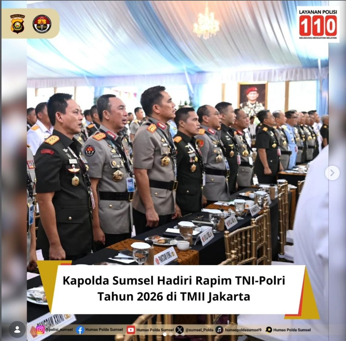 Kapolda Sumsel Irjen Pol Sandi Nugroho Ikuti Rapim TNI-Polri 2026 Bersama Presiden RI